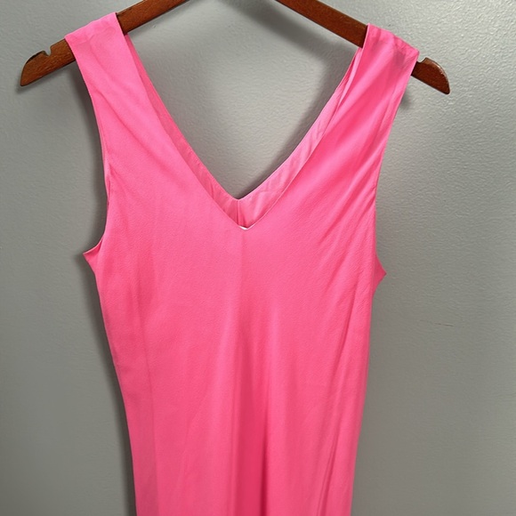 Marian Clayden Pink Chiffon with Silk Lining Maxi body wrapping tank top dress L - Picture 13 of 16
